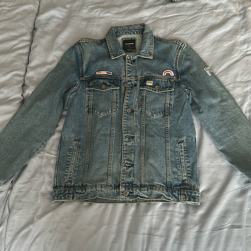 Vintage Denim Jacket Barney Cools Patchwork Medium - image 1